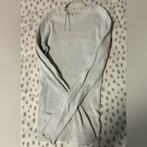 White long sleeve sweater shirt. Ribbed. Small.